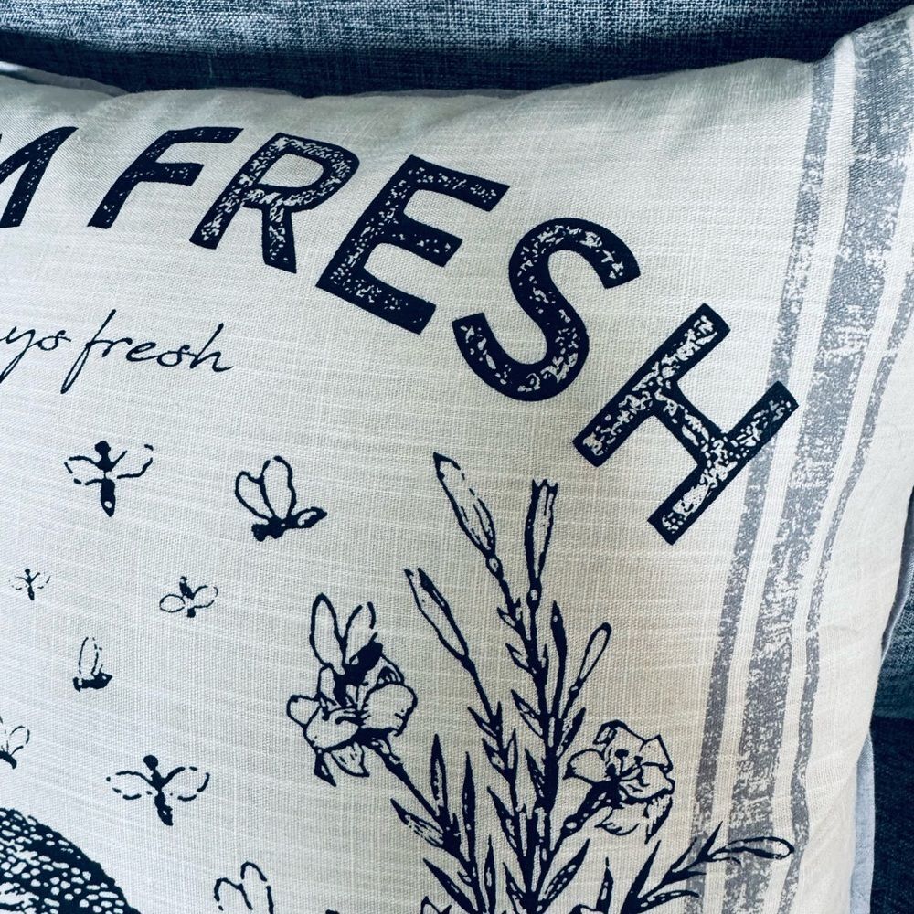 Farm Fresh Local Honey Farmhouse Graphic Large Feather Throw Pillow - Picture 3 of 3